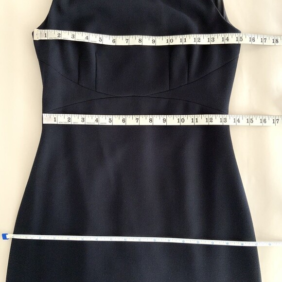 Hobbs Navy Sleeveless Textured Career Office Dress 4 - Picture 6 of 11